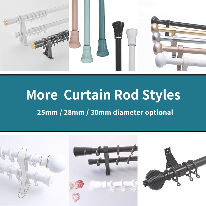 Factory Direct Sale Decorative Windows Double Curtain Pole Aluminium Black Curtain Rods Set