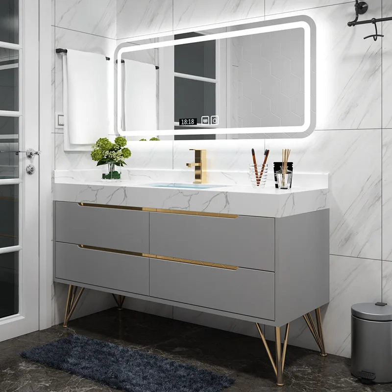 Luxury bathroom vanity cabinet waterproof mdf/wood modern bathroom cabinet with mirror in dongguan