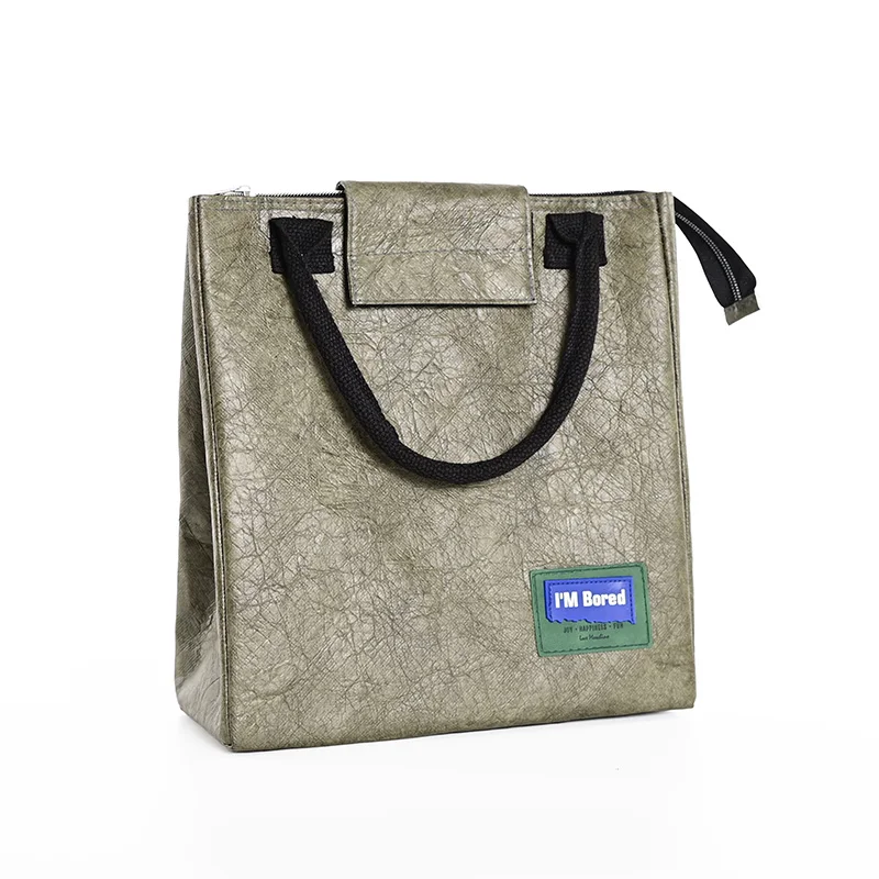 New Product Thermal Insulated Grocery Cool Carry Hard Small Blackish Green tyvek paper Cooler Lunch Bag