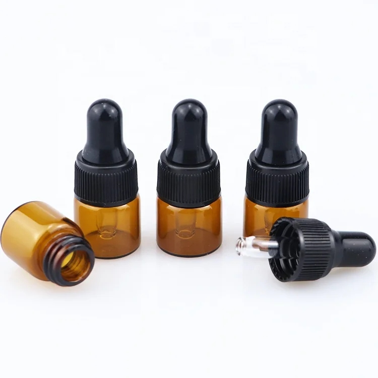 Wholesale clear mini  bottle 1ml 2ml 3ml 5ml 10ml glass vials with glass pipette dropper cap