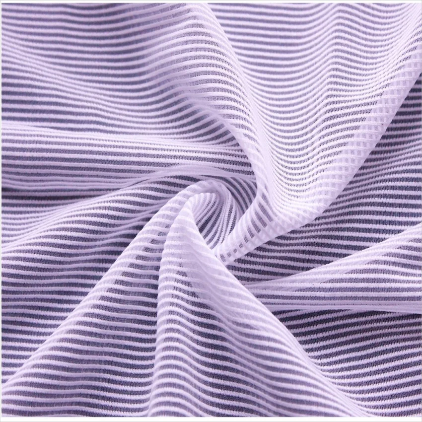 high quality stripe spandex Polyester Knit Interlock Striped Blend Fabric for Clothing Upholstery Home Textile