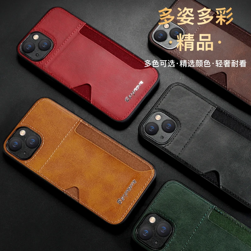 Factory Wholesale Wallet Card PU Leather Case For iPhone 15 14 13 12 11 Pro Max Plus Mini Soft TPU Back Shell Cover