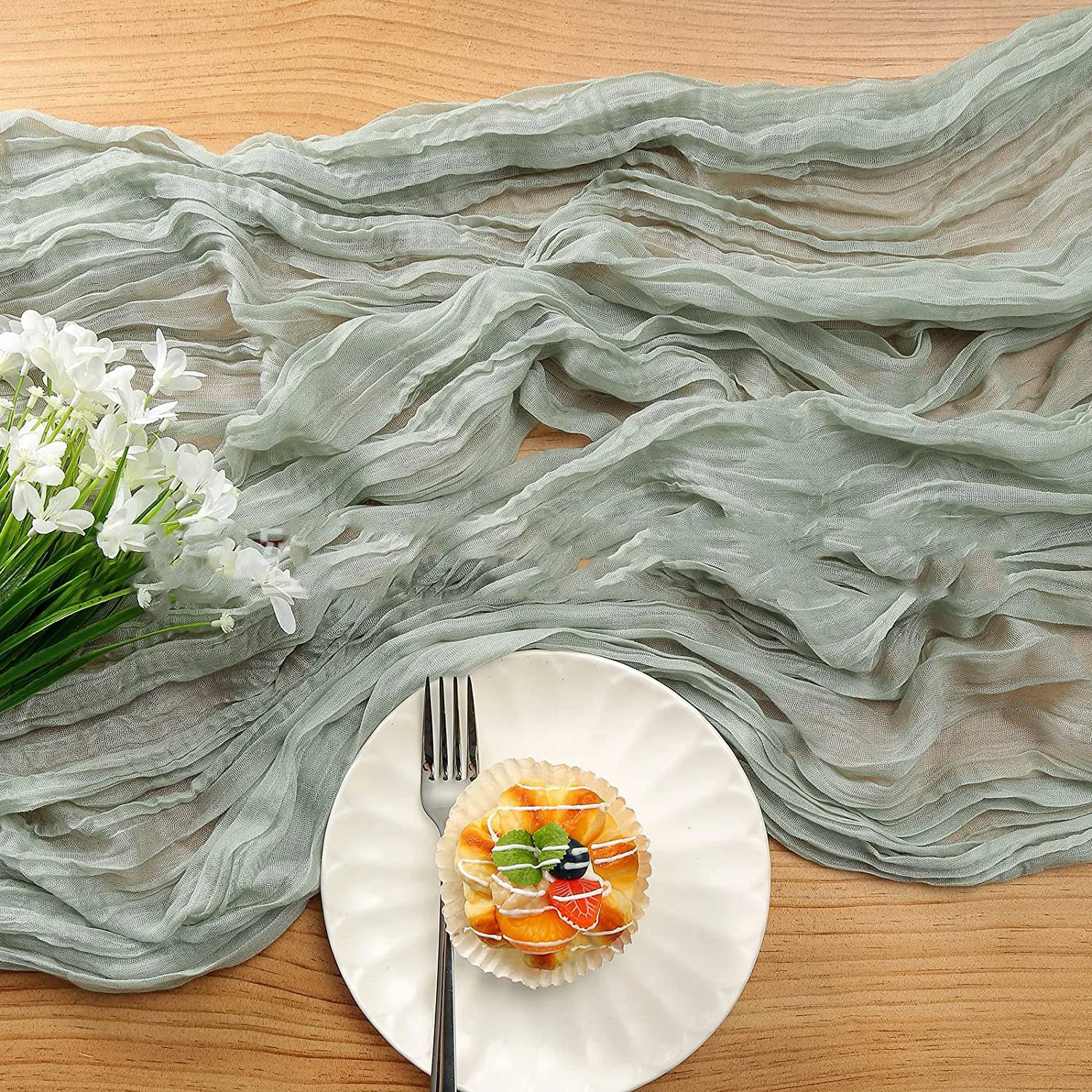 Thickened pleated cloth table flag holiday party wedding arrangement decoration crumpled cloth table flag wholesale