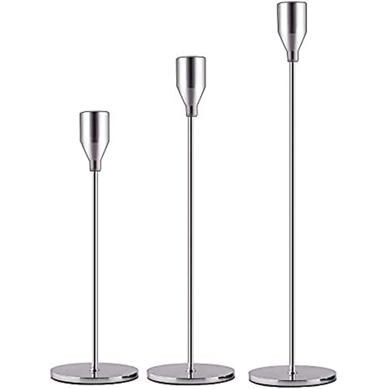 Candle Holder Table Modern Stick Wedding Decorative Candlesticks Stand Metal Silver Luxury Candle Holder For Home Decor