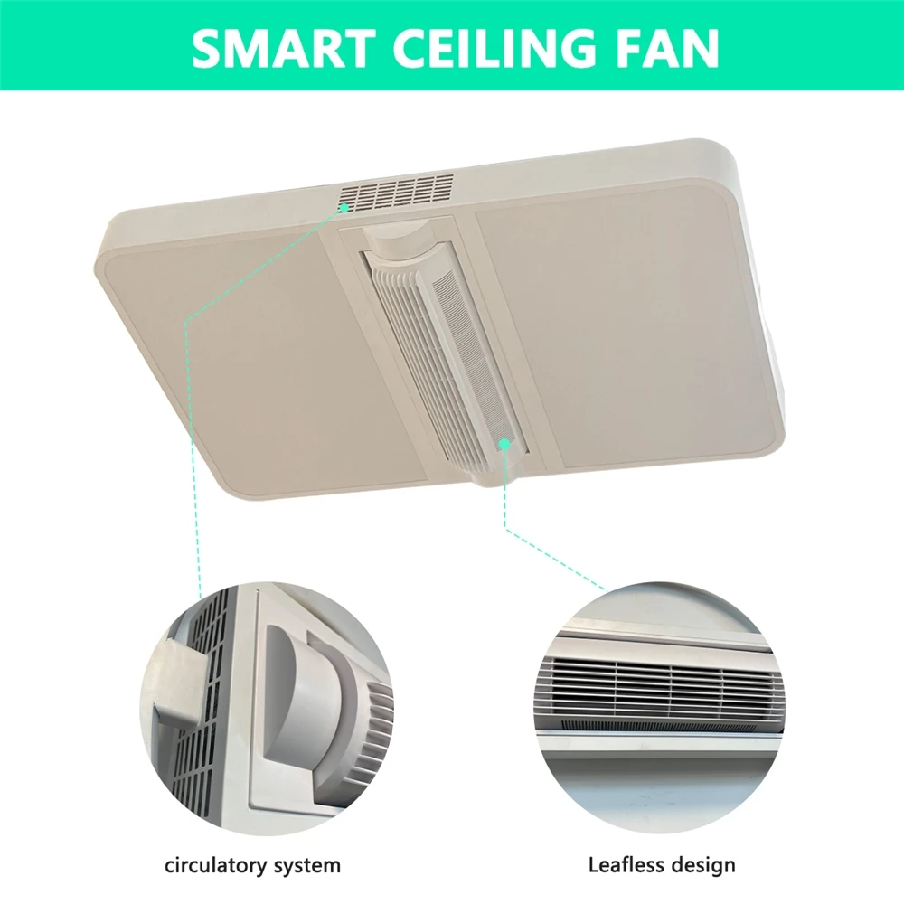 Modern Designer Luxury LED Ceiling Fan Lamp Bladeless with Recessed Smart Remote Control for Hotel or Room Decor