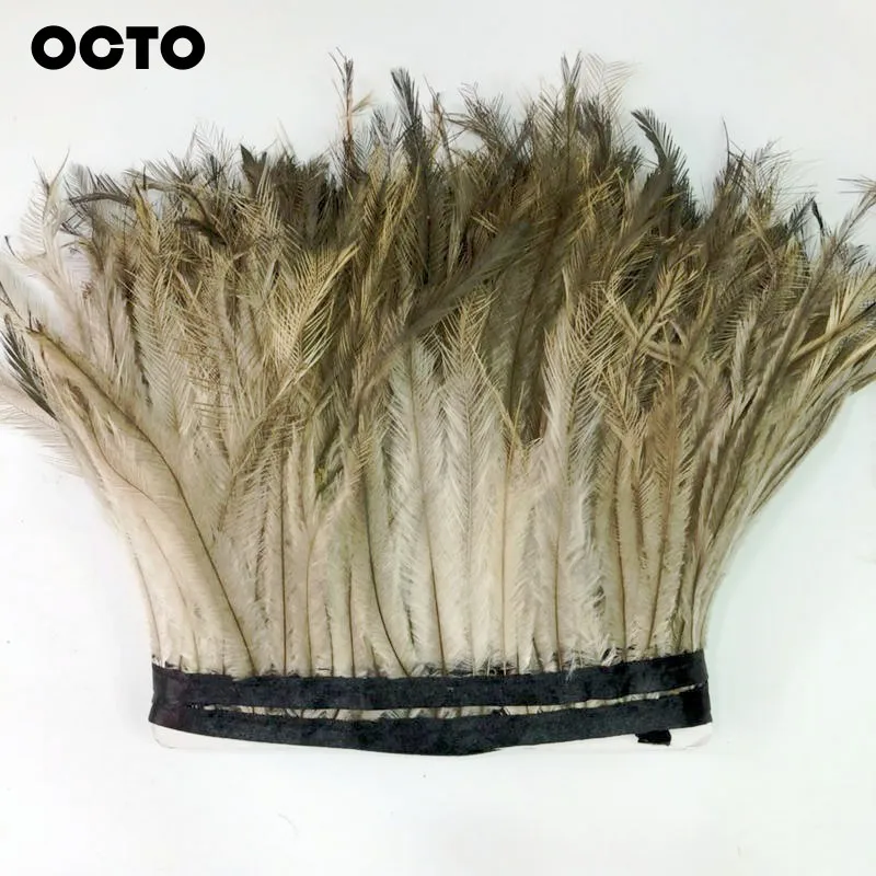 Decorative Clothing Accessory 10-20CM Natural Color Emu Feather Fringe Trim Satin Ribbon Trimming Lace