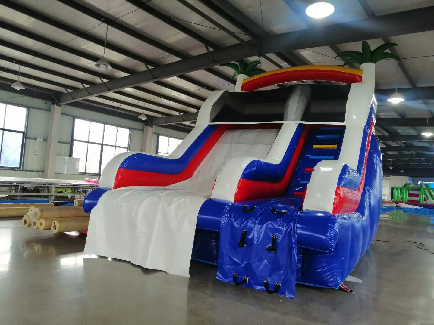 
Backyard above ground pool water slide with pool for children 