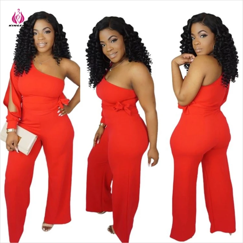 KG0612 Wholesale Summer Casual Solid Color One Sleeve Design One Piece Fashion Jumpsuit For Woman Clothes