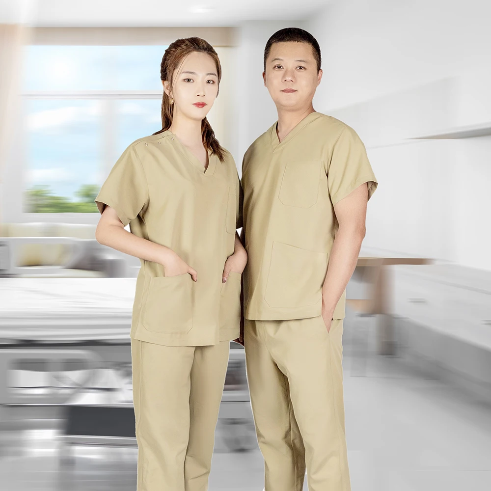 
Top Quality Hospital Uniforms Medical Scrubs for Women Scrub Sets Hospital Field 65 % Cotton and 35% Polyester for Unisex 1pcs 