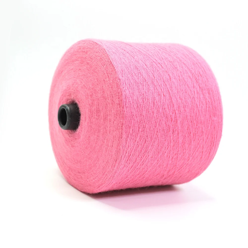 18S/2 anti-pilling dyed fancy melange microfibre angora rabbit hair core spun cotton wool blended