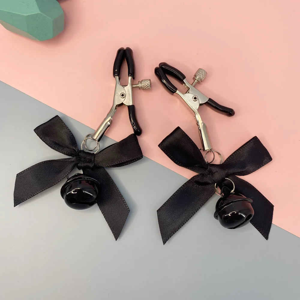 Black And Pink Woman Sexy Adjustable Nipple Clamp Breast SM Small Bell Adult Fetish Flirting Teasing Sex Toys For Couples