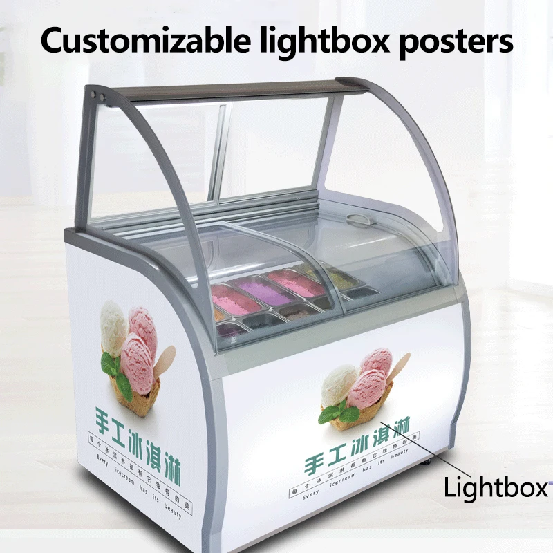 Commercial 12 Plates Capacity Handmade Ice Cream Display Freezer Popsicle Display Showcase