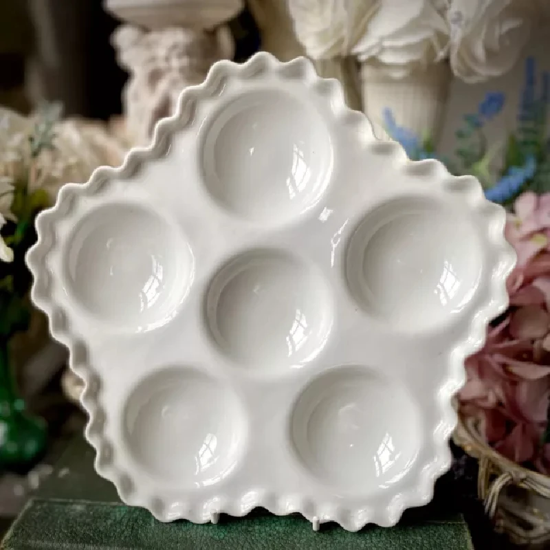 6Holes European Style White Custom Snail Plate Ceramic Escargot Dish for Restaurant