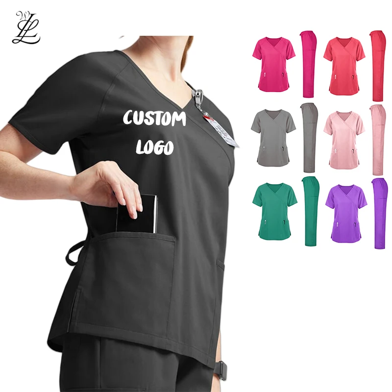 2024 New Dental Clinic Breathable Medical Scrubs Custom Logo Hospital Spandex 2 Piece Stretch Scrubs Uniforms Sets Fashionable