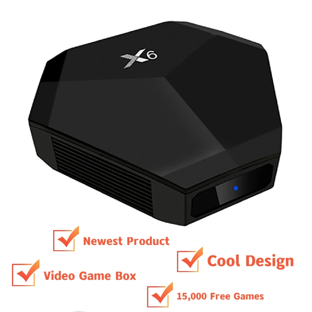 Ретро игровая консоль X6 симуляторы 64G 15000 игры установлен HD Выход 2 беспроводных контроллера загружаемый PS1 игровой подарок