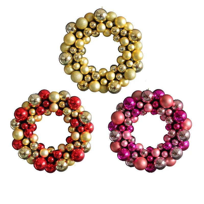 Christmas Ball Wreath 150CM/180CM plastic Xmas Wreaths Glitter Garland for Door Wall Mantel Holiday Party decorations
