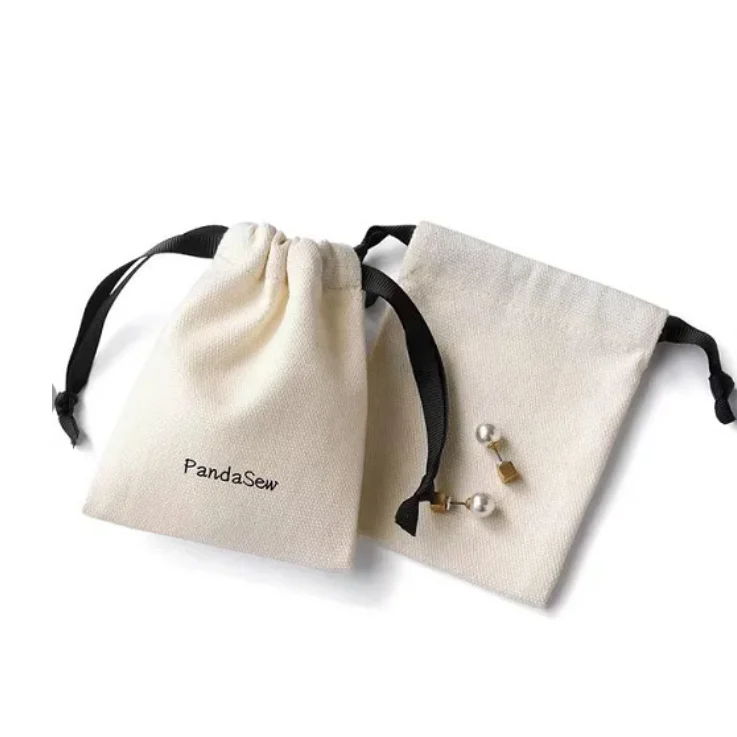 Poly cotton Custom drawstring handle packing jeans cloths wigs EVA white frosted plastic bag