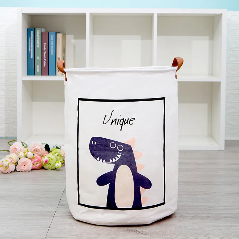 Monster Print Folding Shopping Bag Portable Cotton Linen Laundry Basket