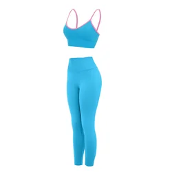 Fitness Suit Women 2 Piece Set Yoga Bra Pant Workout Tracksuit Sports Outfit High Waist Leggings Peach Hip Gym Sportswear