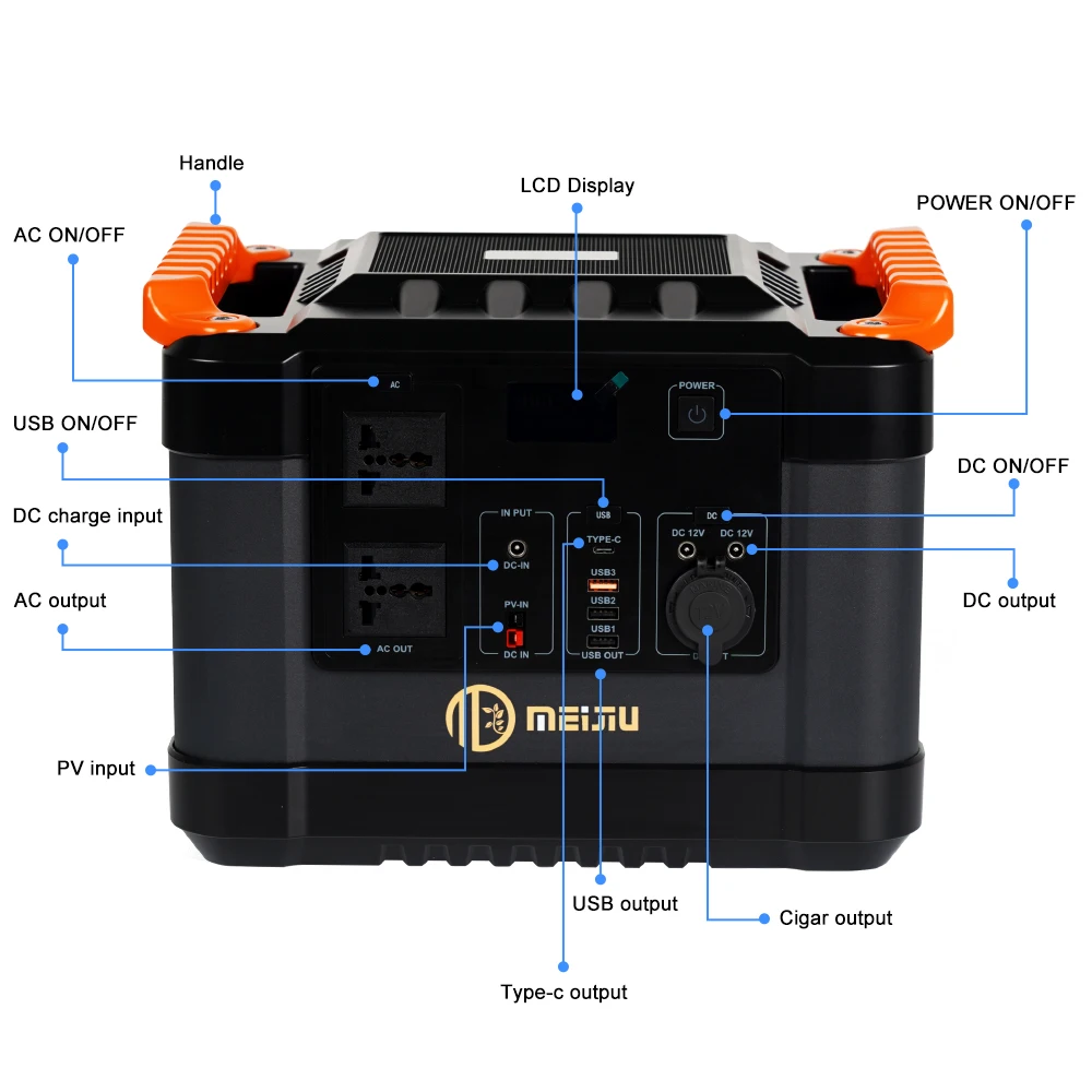 2022 lifepo4 power station solar portable generator 1000W off grid solar power system