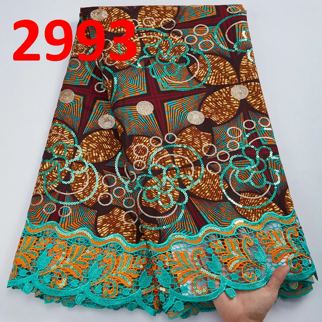 2993 Nigerian Style Colorful Printed Wax Lace High Quality Embroidery Ankara Wax Fabric Pretty Guipure Cord Lace Fabric