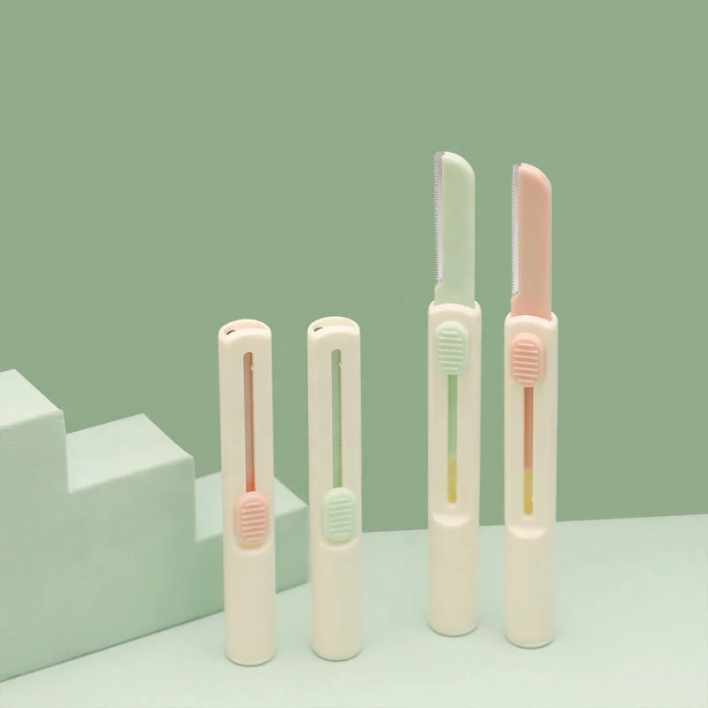 New Arrival Cylindrical Retractable Eyebrow Razor Stainless Steel Macro Eyebrow Razor Shaving Tool