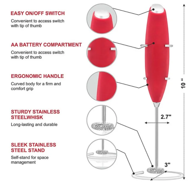 G26-0116 Amazon Top Seller Milk Frother Handheld Foam Maker Electric Whisk Beater Drink Mixer for Coffee