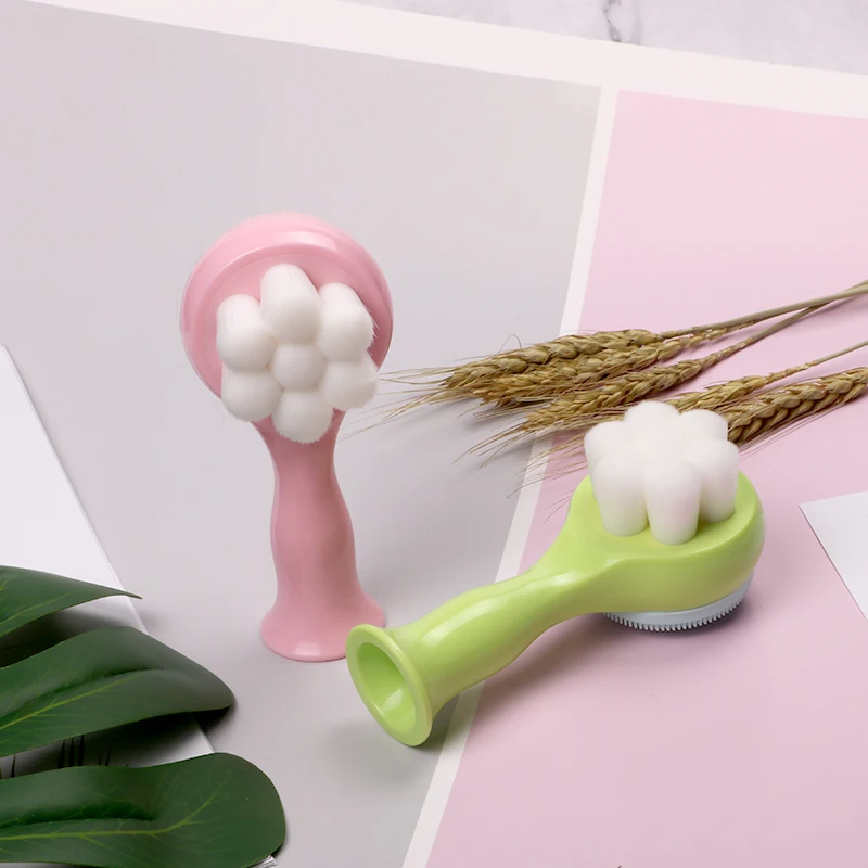 Plum Blossom Manual Two Side Cleaning to Blackhead Silicone Massage Facial Cleansing Brush