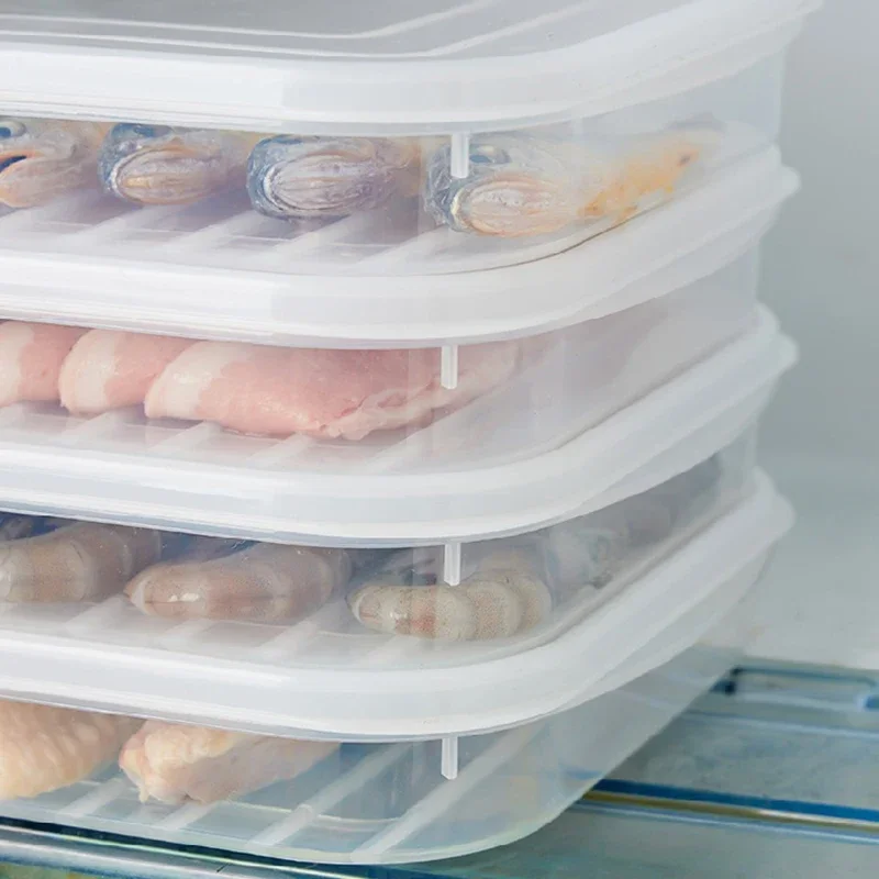 Japanese soft cover non-stick bottom fish steak crisper refrigerator bacon sealed refrigerated box seafood frozen storage box