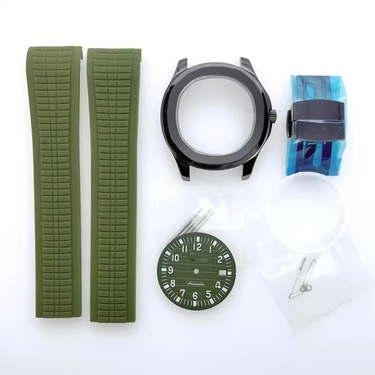 44mm Rubber Silicone Rubber Watchbands Watch Strap Bracelet Hands NH35 Watch Case Transparent Bottom Watch Parts Accessories