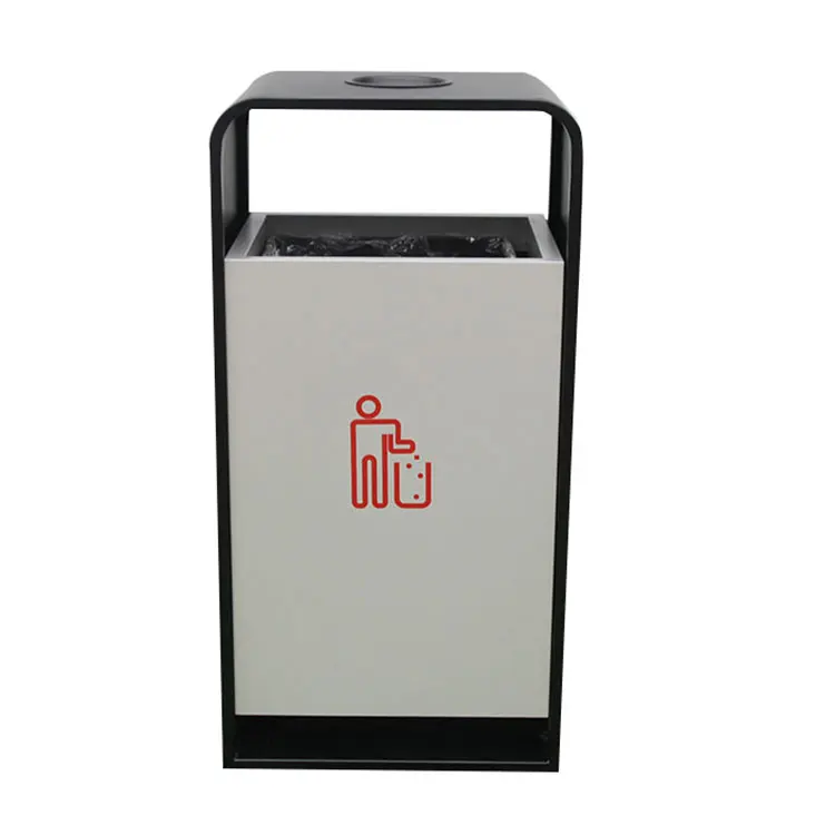 outdoor rectangular metal garbage container trash can outside garden street recycle waste bin public commercial steel dustbin