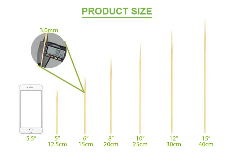 Natural Bamboo skewer High quality Bamboo Twisted skewers Barbecue Tools skewers bamboo handle