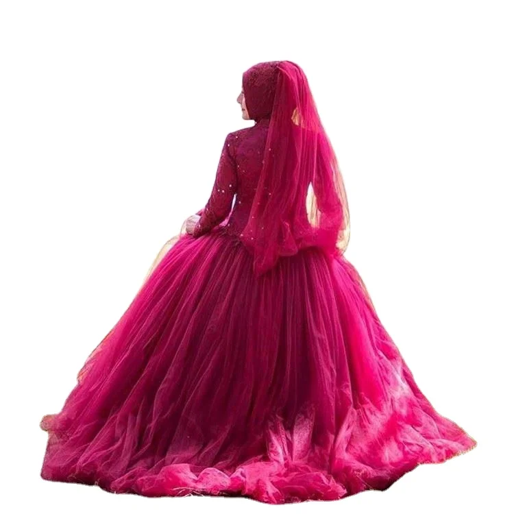 2022 мусульманское свадебное платье с длинным рукавом