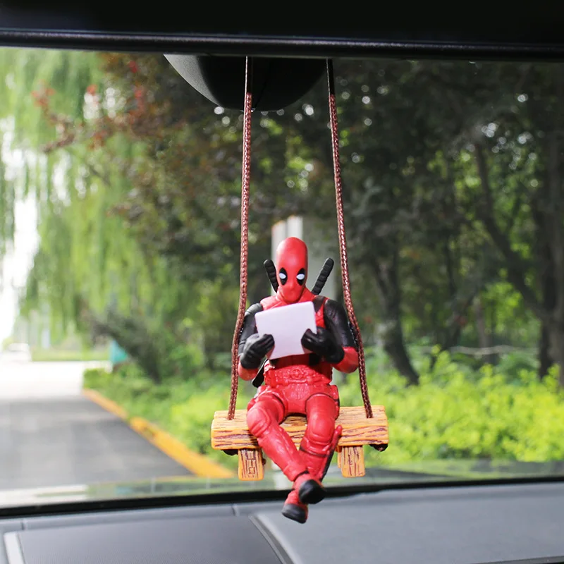 Car Interior Decor Resin Reading Book Deadpool Rear View Hanging Mini Pendant