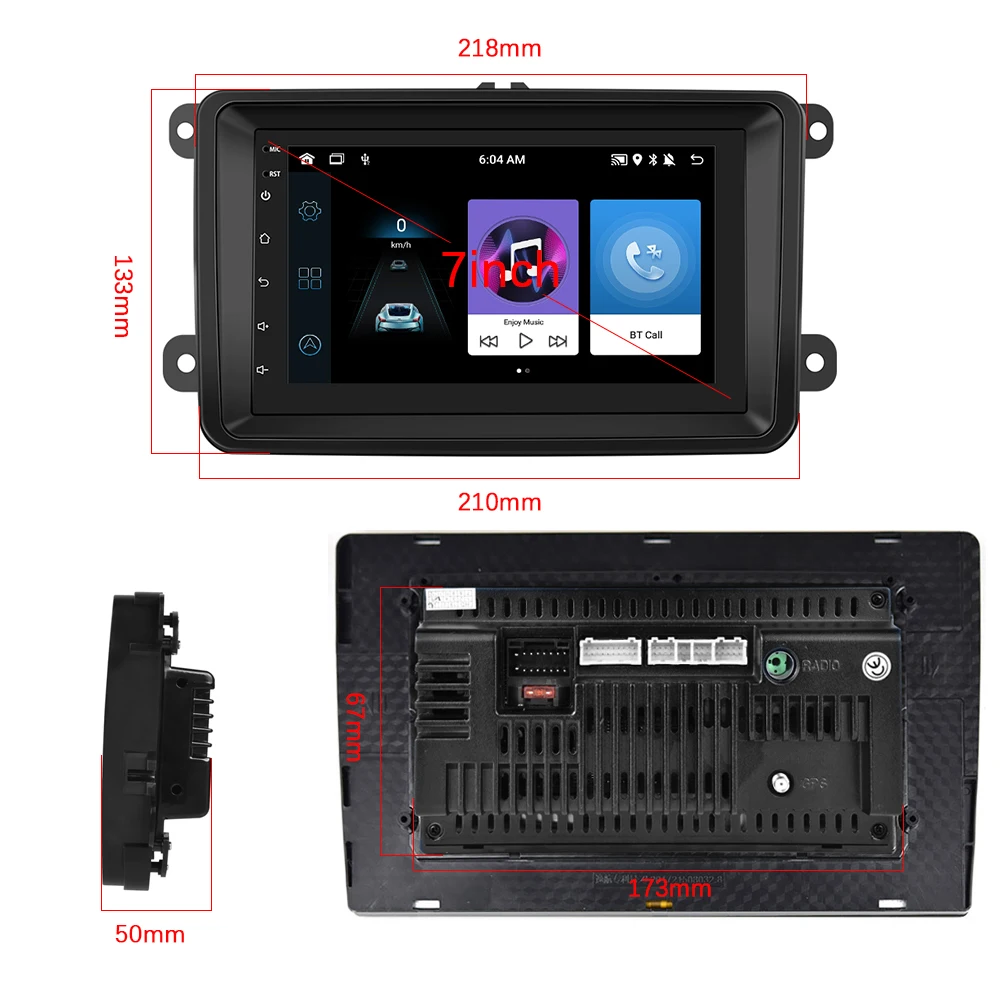2 Din 7' Android 11 Car Radio 1+16GB Autoradio GPS WIFI For VW/Skoda/Seat/Octavia/Golf 5/6/Touran/Passat B6/B7/Jetta