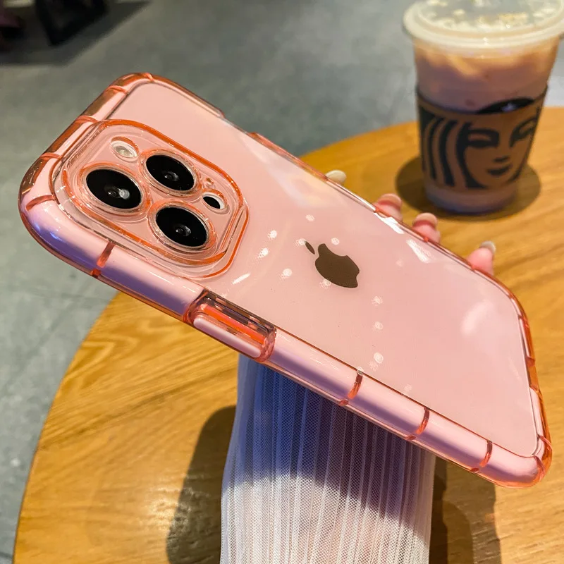 For iPhone 11 12 13 Pro Max 14 Cover Shock Resistant Dark Glow Frame Phone Case for iPhone 13 Pro Max Silicone Gel Case Clear