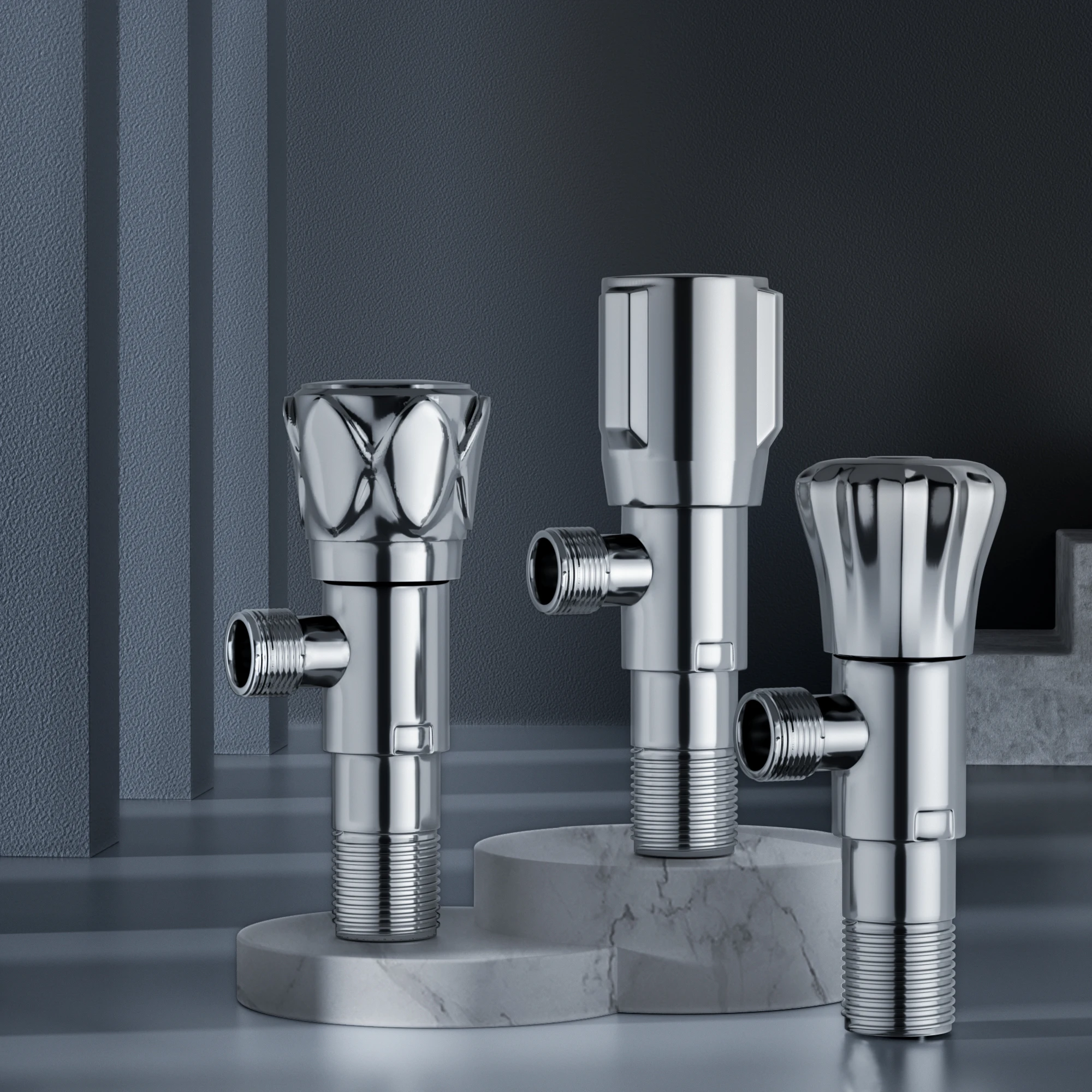 Jinhaoli bathroom chrome plating brass angle valve 1/2 3/4 3/8 customized double angle valve bidet