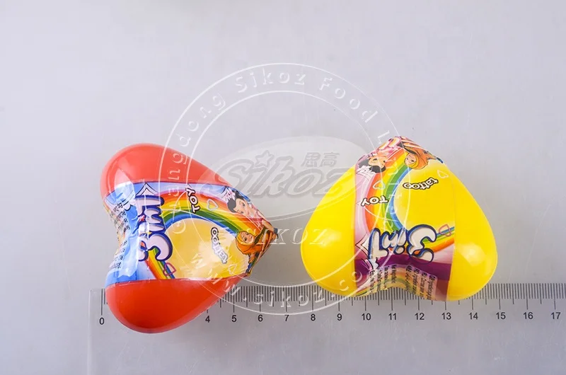 New cartoon heart shape surprise egg toy with candy