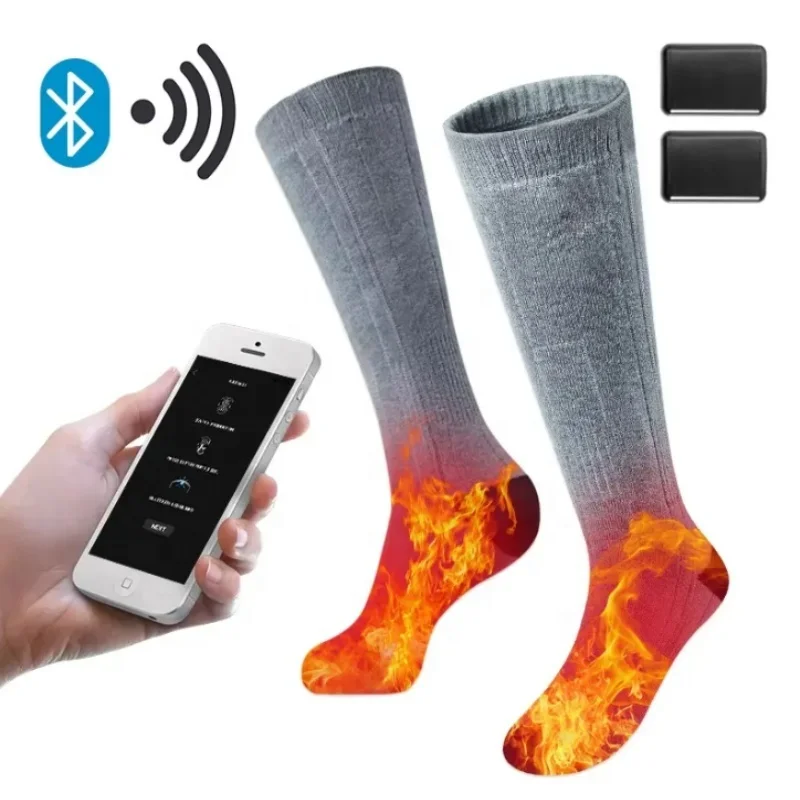 Custom Logo Wholesale Winter Warm Merino Wool Socks shopify Rechargeable Heated Socks for Women Men