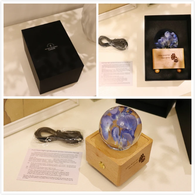 LED Light Wood Speaker Flower ball diy personalized luxury best great Valentine Day Gift set 2023 For a girl Her Wife Girlfriend