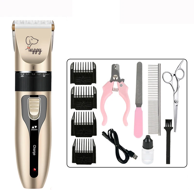 Low Noise Dog Grooming Kit Rechargeable Cordless Pet Hair Clipper Trimmer Shaver Dog Cat Clippers Tool