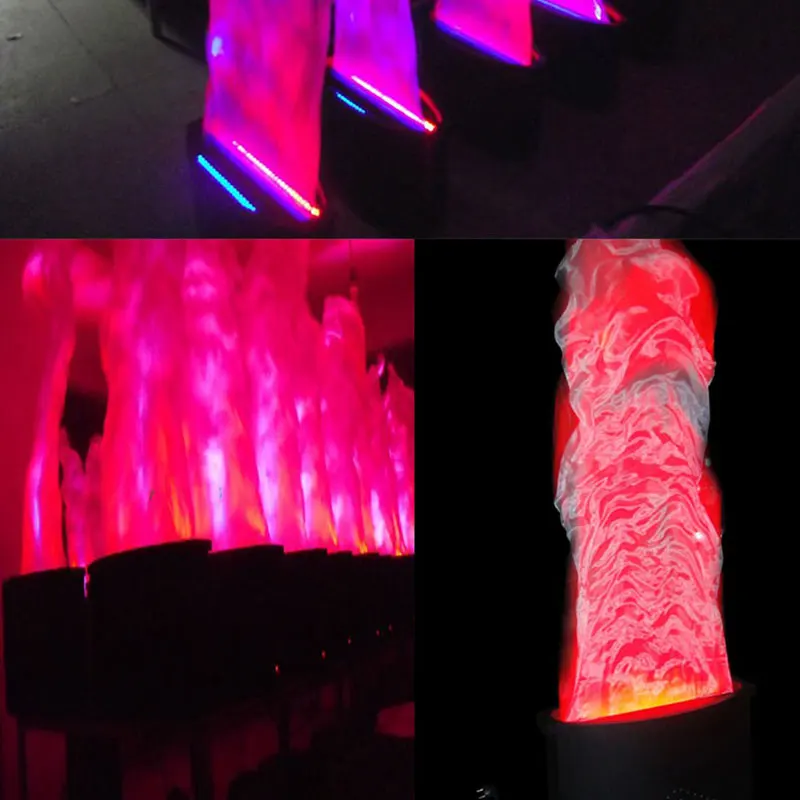 Silk Cloth Fire Flame Light LED DJ Stage Disco Holiday Backdrop Double Blower 2m RGB Electric Fake Flame Effect Machine