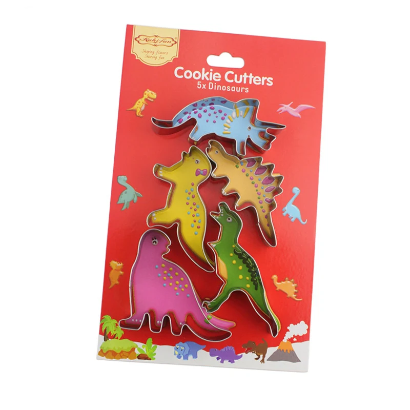 Stainless Steel Cookie Mold Kitchen Gadgets Dinosaur Shape 5-Piece Cookie Cutter Set