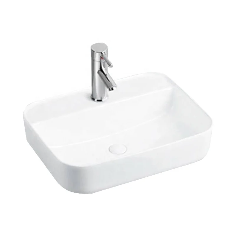 Customized wholesale cheap modern countertop wash basin white porcelain rectangular round container sink ceramic bathroom sink