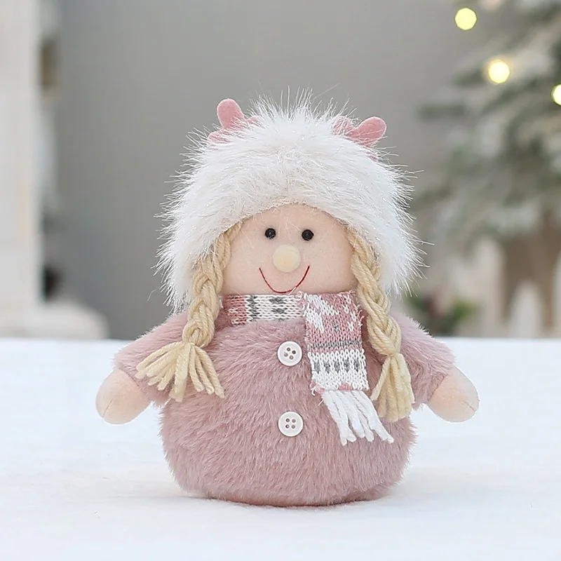 Pink Deer Christmas Figurine Long-Legged Girls Christmas Doll Ball & Tree Ornament Decoration Supplies