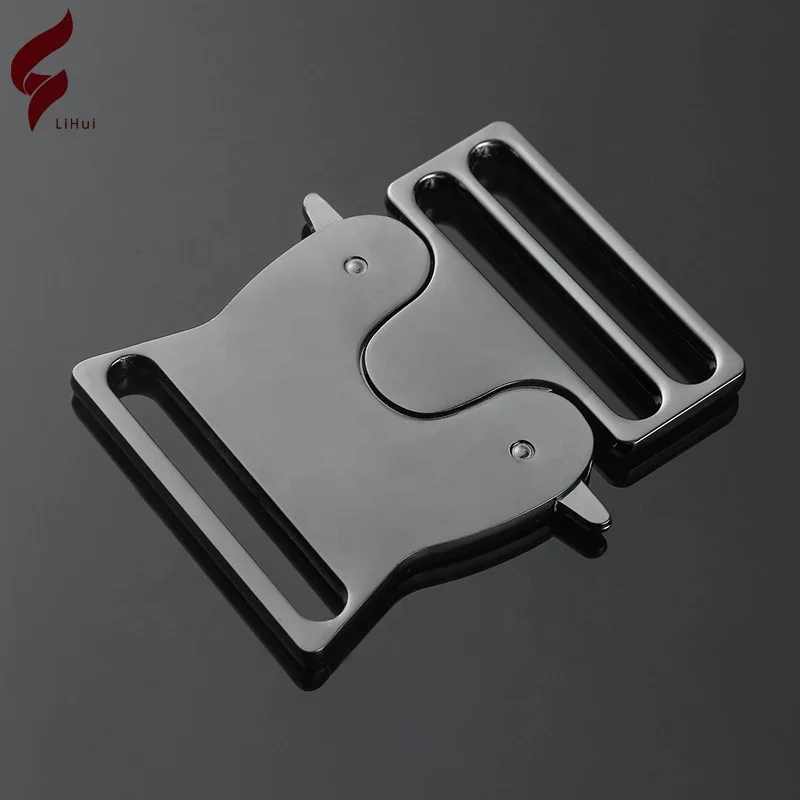 Lihui Manufacturer Direct Selling Designer Wide Belt Buckle Side Release Metal Surcingle Buckle For Luggage Bags