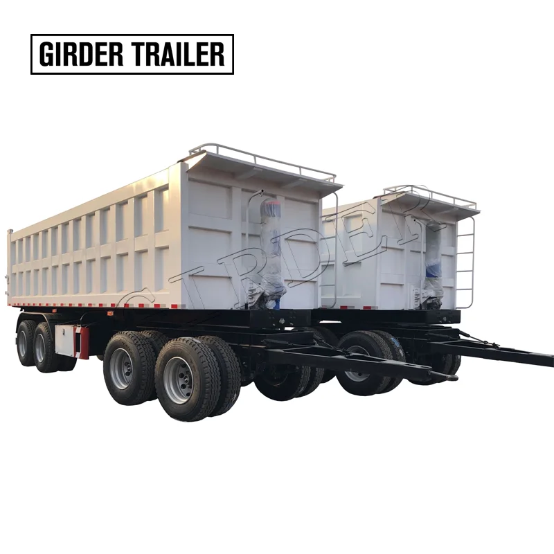 2 axles full semi tipper truck trailer towing sand transporting Hydraulic rear drawbar dump trailer for sale