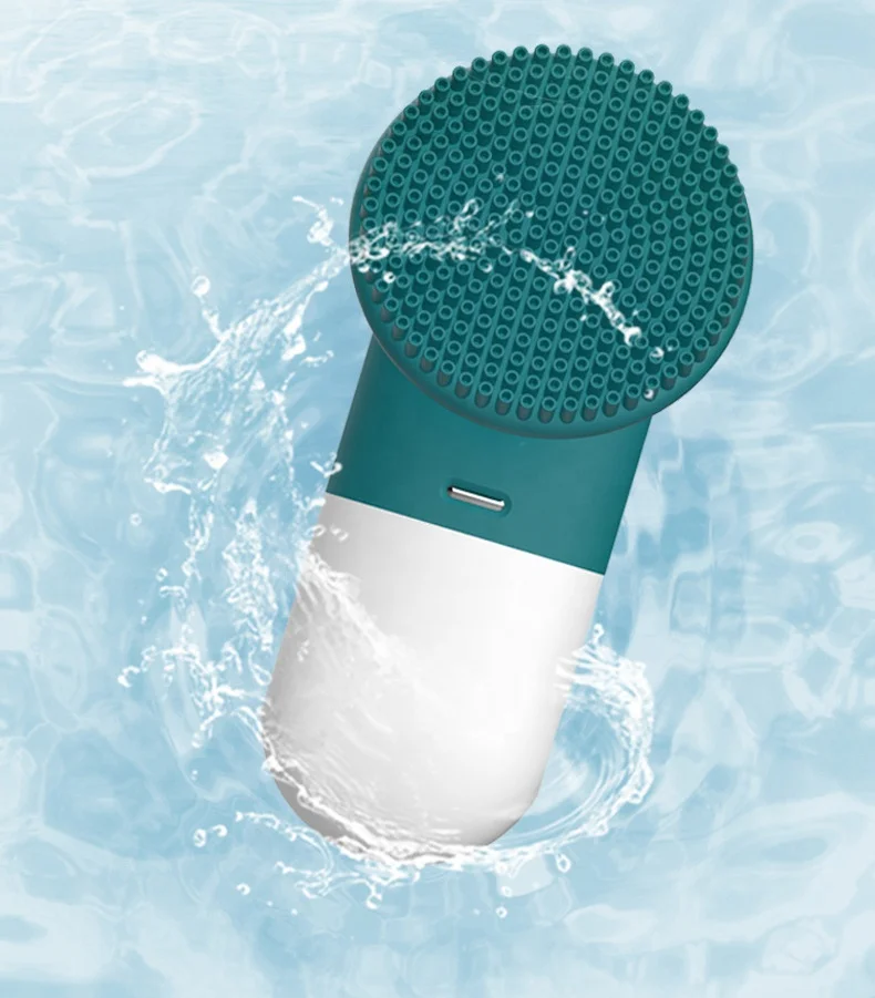 Custom Logo Mini Face Scrubber Soft Wash Facial Cleanser Silicone Korean Facial Rotary  Cleansing Brush