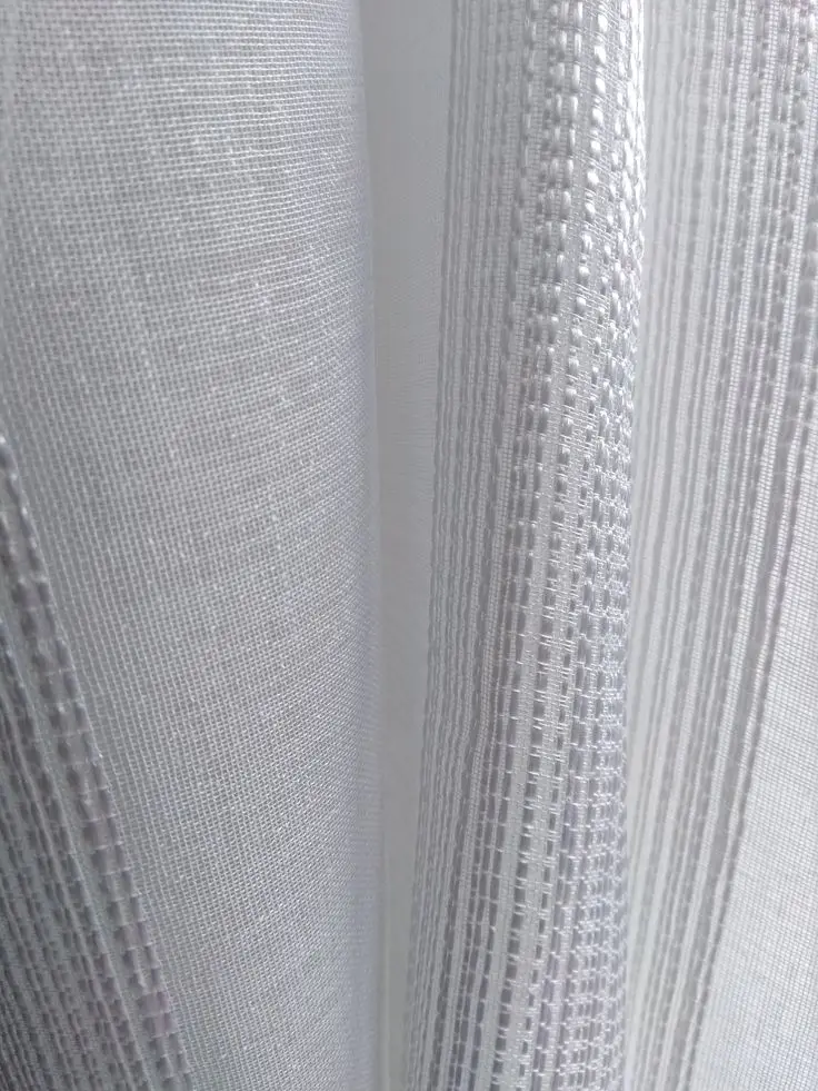 Nordic Airy Striped Shining Look White Sheer Decorative Curtains For Living Room