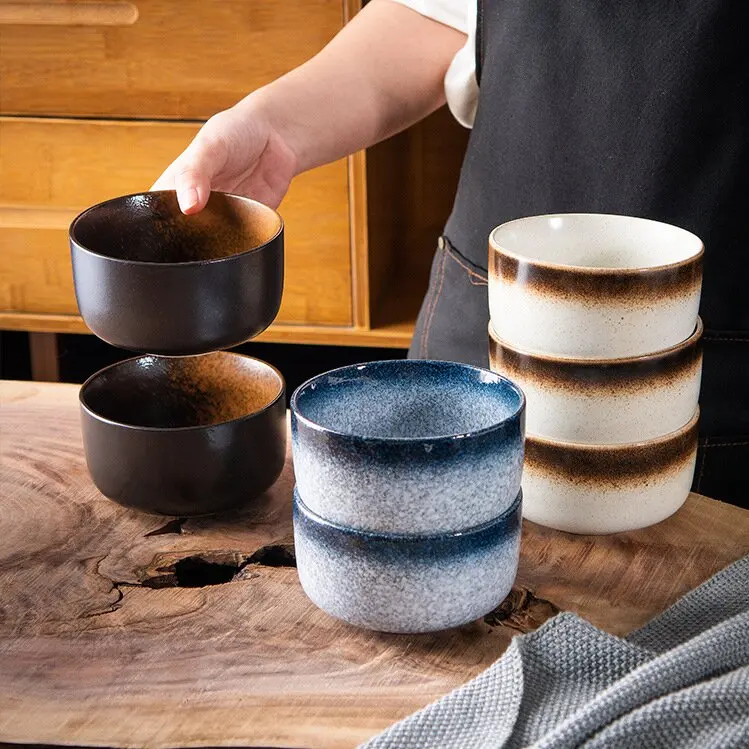 Wholesale 4.5 inch Home Restaurant Used Japanese Style Ceramic Porcelain Small Round Stoneware Soup Rice Bowl